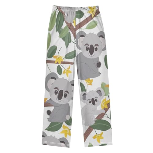 Koala Flowers Boys Long Pants Soft Trousers Elastic Waist Kids Lounge Bottoms with Pockets S-XL2