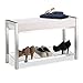 Relaxdays 10021256_49 Panca Imbottita con Porta-Scarpe, Metallo, Bianco, 31x80x47 cm, 3 pairs