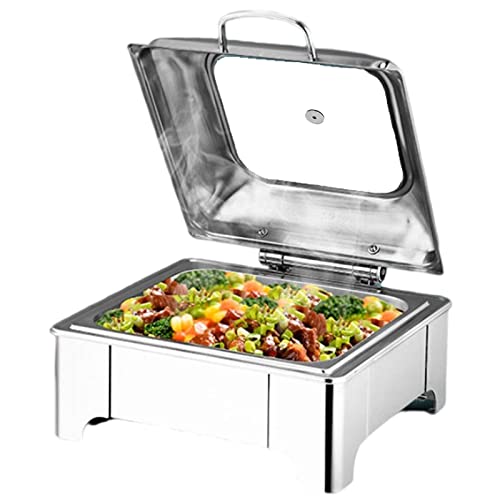 Stainless Steel Electric Chafing Dishes - 6L Buffet Warmer with Glass Lid for Events, Parties, and Catering