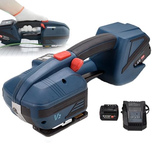 Portable Automatic Electric Strapping Machine with Digital Display, Handheld Packing Tool, Includes 2 Batteries, Time-Saving and Efficient Packaging Solution