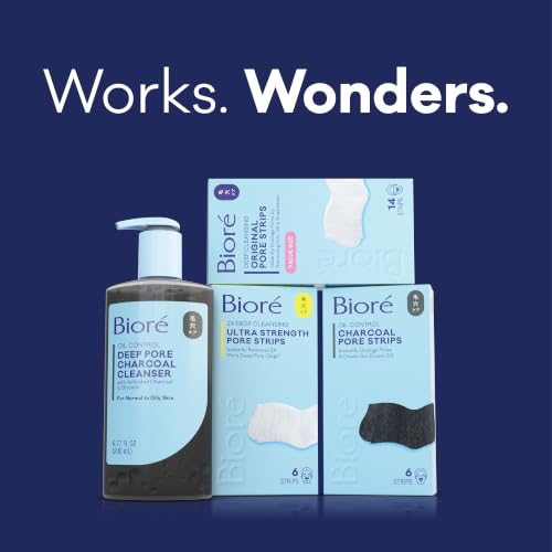 Image of Biore Deep Pore Charcoal Face Wash For Oily Skin, 6.77 fl oz, 3pk | Daily Facial Cleanser, Removes Dirt & Makeup, Charcoal Formula, Deep Pore Cleansing
