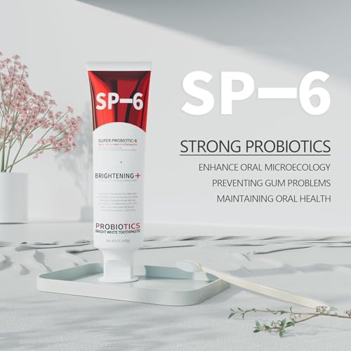Image of SP-6 Probiotic Whitening Toothpaste - Enhanced Formula with 6 Probiotics for Teeth Whitening and Gum Health - Enamel-Safe, Fluoride-Free, Fresh Mint Flavor, 4.9Oz (1)