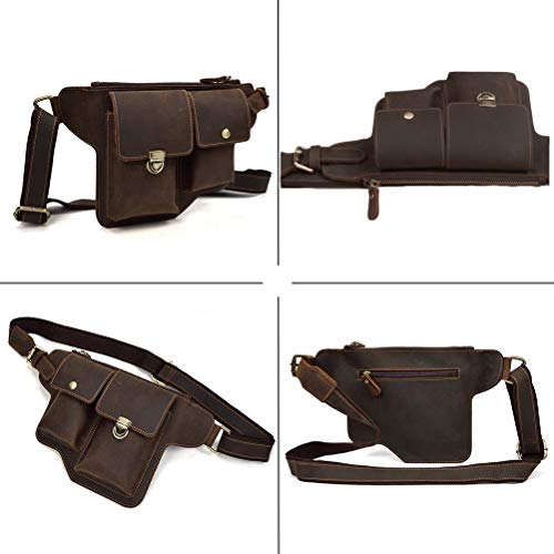 Leather Crossbody Bag,Iphone 8 Plus 11 Pro Waist Belt Holster Case, Small Shoulder Bag, 8.0" Leather Cellphone Belt Holster Holder Carrying Pouch Sleeve For Ipadmini Style1-L Size- Dark Coffee #TOP5