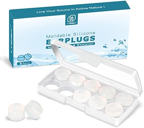 LYSIAN Moldable Soft Ear Plugs for Sleeping - Water Proof Noise Cancelling Wax Reusable Earplugs for Swimming, Travel, Flying - Suit for Side Sleeper, Kid and Adult