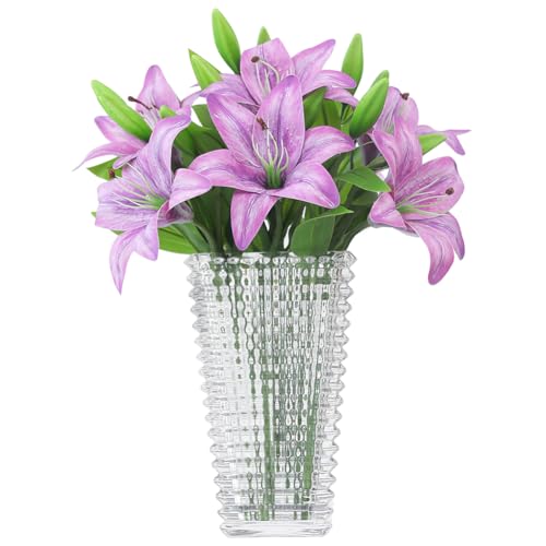 Olrla fiori artificiali faux del giglio 6 mazzi di fiori, reale di tocco falsificazione fiore per la casa festa di nozze decorazioni, negozi, sistemazione flora (Viola)