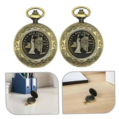 Brújula de bolsillo vintage estilo reloj 2 unidades miniatura 3