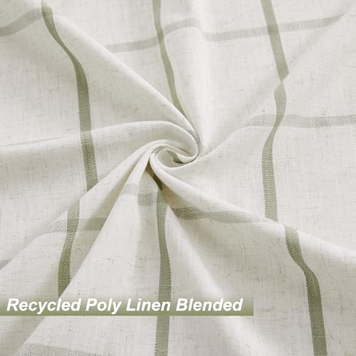 Vision Home Sage Plaid Linen Pinch Pleated Semi Sheer Curtains 40Wx90Lx2 - image 5