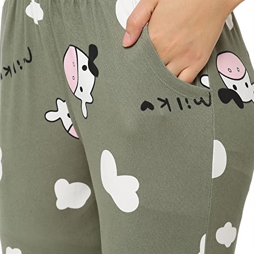 Image of Sweet Dreams Women Printed Round Neck Half Sleeve Poly Brush Top & Capri Set