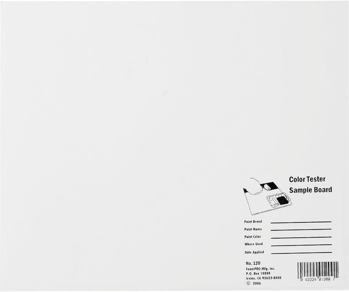 12 in. L x 10 in. W Foam Core Color Test Sample Board White