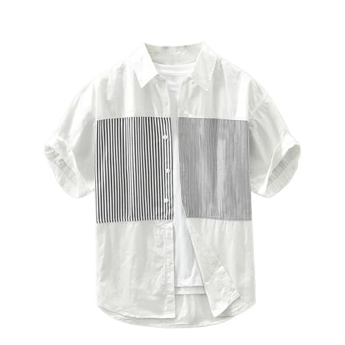 Chemise d'été coton haut de gamme homme à manches courtes coupe décontractée