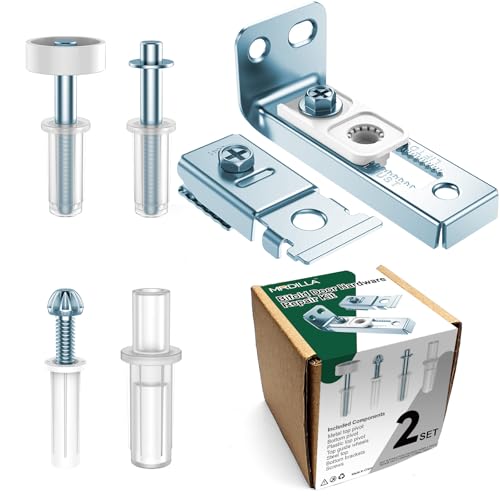 Kit de Herrajes para Puertas Plegables de Clóset, 2 Unidades | Incluye Soportes Superior e Inferior, Pivote de 3/8", Rueda Guía de 7/8" miniatura 1