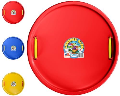 Super Saucer Downhill Disc, 27" Snow Sled with Handles, Durable