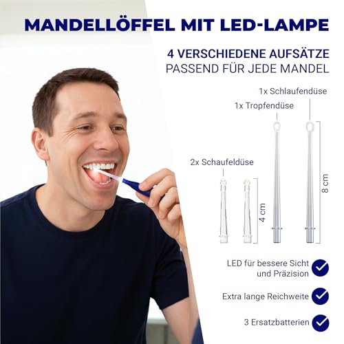 ORAVIX Tonsillenstein Entferner Set - Einfach Mandelsteine Entfernen und Mundgeruch stoppen - Mit LED-Licht, Zungenreiniger und Spritze