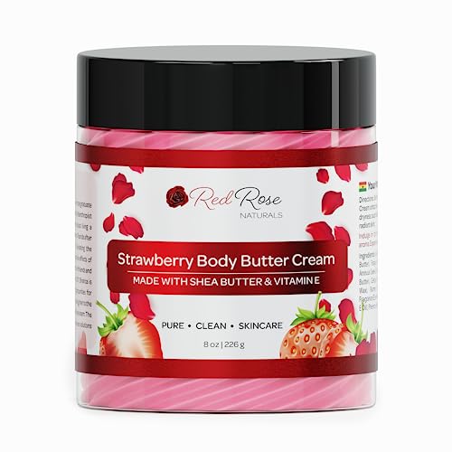 Red Rose Naturals Strawberry Body Butter Cream For Sensitive cover