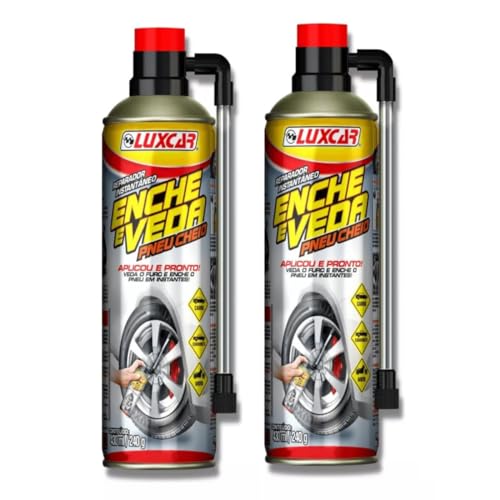 Kit 02 Spray Reparador De Pneu Enche Veda Luxcar Tapa Furo Carro Moto Bike