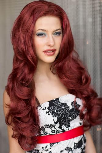 Demi-perruque rouge pour soirée et mariage Verity boucles cuivrées #350