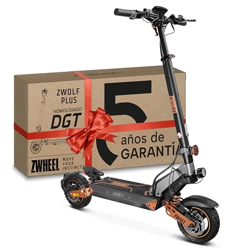ZWHEEL ZWOLF PLUS | Patinete Eléctrico Adultos Homologado DGT - 500W-1000W Max, 70km Autonomía, Geolocalización, Suspensión Híbrida Ajustable, Frenos Hidráulicos Regeneradores AER - Ruedas 10' Offroad