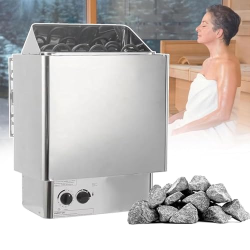 Electric Sauna Heater, Stainless Steel Sauna Heating Stove with Internal Controller, 4.5KW- 9KW Wet and Dry Bath Sauna Oven for Home Hotel Spa Shower,8KW