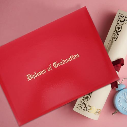 SECFOU Podwójna Strona Okładka Dyplom Czerwony Futerał Świadectwa Ukończenia Szkoły Średniej Organizer Dokumenty i Pamiątki Trwały Pojemnik Certyfikaty i Nagrody