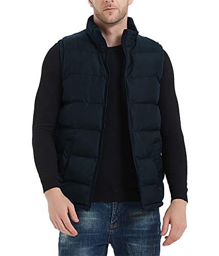 Image of Mywu Mens Spring Fall Vest Puffer Lightweight Stand Collar Quilted Sleeveless Jackets