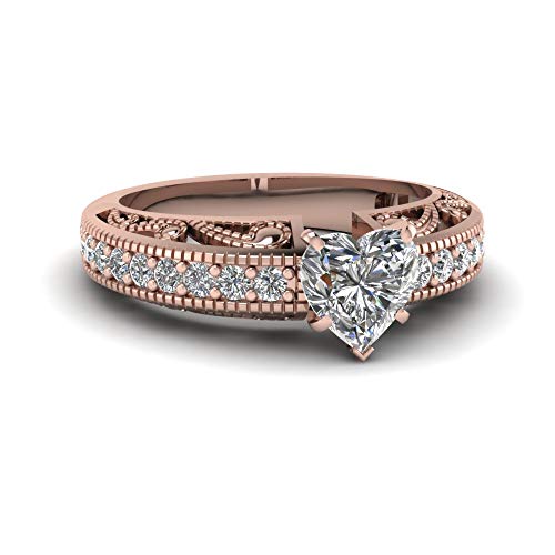 Bague de fiançailles ajustée de la taille 47 à 70 avec détails cœur paisley