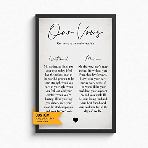 Our Vows Framed Portrait with Photo His and Her Wedding