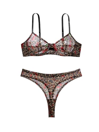 Image of Lilosy Sexy Mesh Sheer Underwire Push Up Lingerie Set Lingerie Set