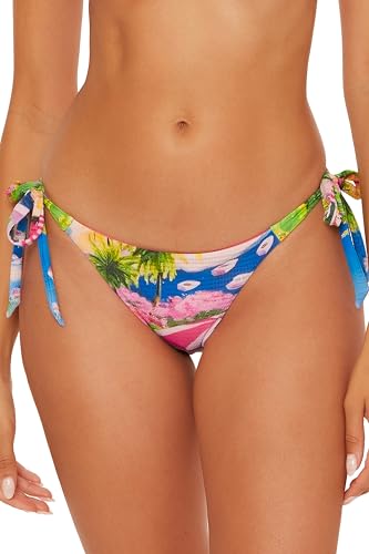 BECCA Women's Positano Tie Side Bikini Bottom, Cheeky Coverage, Swimwear Separates
