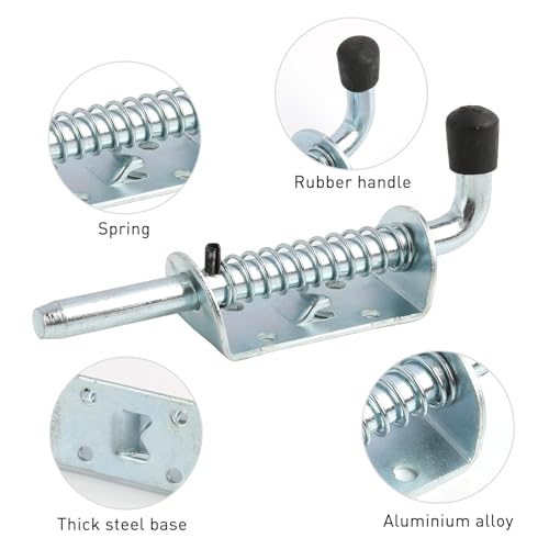 Annlpoy 2 Piezas pestillo puerta cerrojos,pestillos de resorte puerta exterior,Cierre Seguro para Puertas de Garaje, Jardín y Cobertizos, Resistente a la Corrosión, 10x128mm - imagen 3