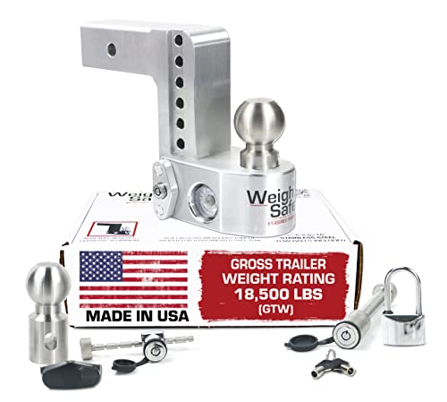 Weigh Safe WS6-2.5-Set 6" Drop Hitch, 2.5" Receiver 18,500 LBS GTW - Adjustable Aluminum Trailer Hitch Ball Mount w/Built-in Scale, 2 Stainless Steel Balls, Keyed Alike Key Lock and Receiver Pin