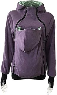 Women's Maternity Hoodies Kangaroo Fleece Zipper Up Hooded Sweatshirt for Baby Carriers