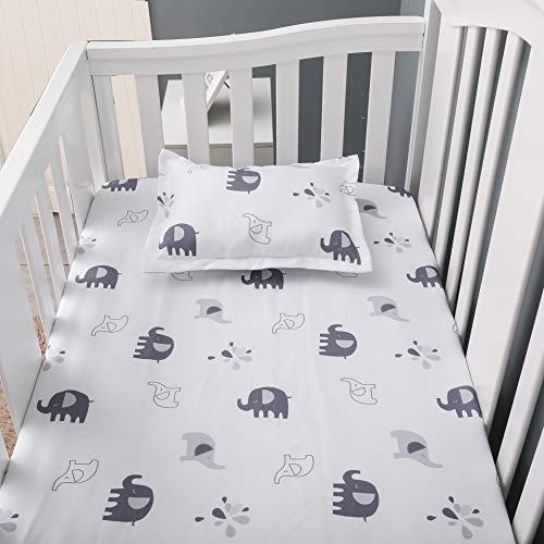 Geapul 4Pcs Nursery Baby Crib Bedding Set For Boys Girls Crib Quilt,Crib Sheet,Toddler Pillowcase,Wall Decals Soft Nursery Bedding Set For Baby Bed #TOP6