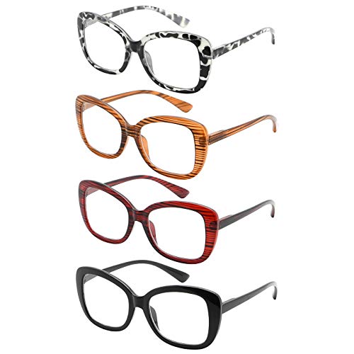 Eyekepper 4-Pack Chic Reading Glasses for Women Oversized Readers +3.00