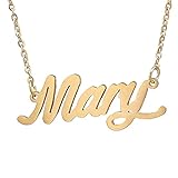 HUAN XUN Gold Color Plated Delicated Name Necklace, Mary