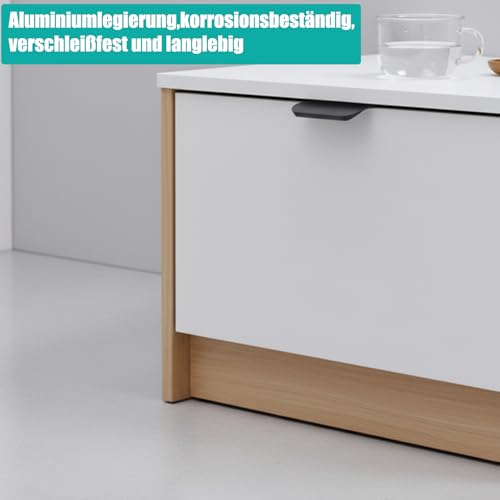 BrKern 4 Stück Schrankgriffe Möbelgriffe Versteckter, Schrankgriffe Schwarz, Geschwungener Türgriff, 80 mm Kleiderschranktürgriffe, modernes Aluminium, für Küchenschränke, Kleiderschrank, Bad