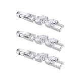 MEEDOZ Necklace Bracelet Extenders, 3pcs White Gold Plated Marquise Cubic Zirconia Foldover Extensio