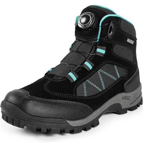 R CORD Womens Hiking Boots Breathable Waterproof Hunting Boots Ankle Support Hiking Boots Quick Turn-Lock Black Size 7