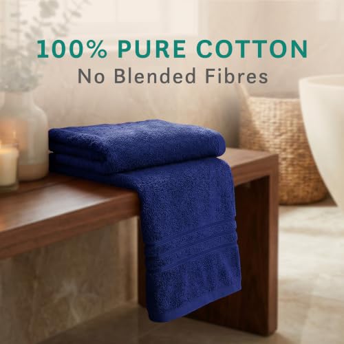 Image of MYTRIDENT Bath Towel | Comfort Living | Quick Drying | Travel Friendly | for Men /Women | 1 Piece Large Size | 100% Cotton 400 GSM | 70 x 140 cms - New Navy