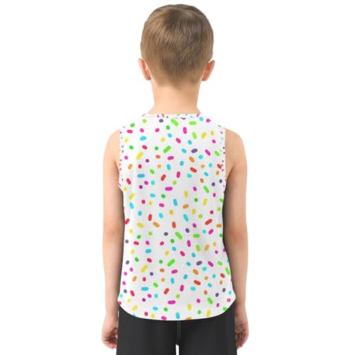 J JOYSAY Colorful Candy Sprinkle White Boys Tank Top Sleeveless Muscle Shirts Quick Dry Kids T-Shirts 3-15T3