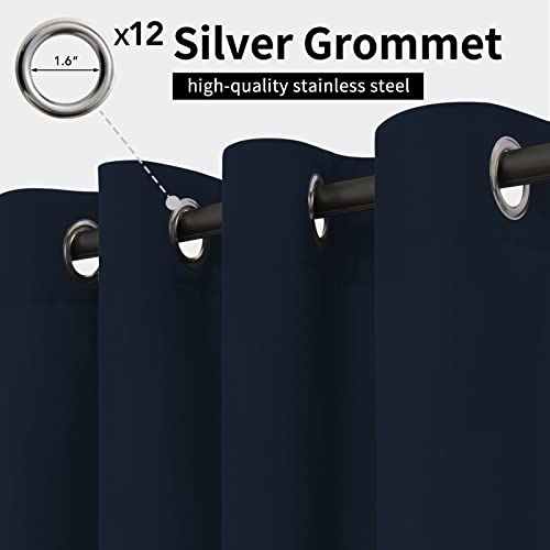 Image of Easy-Going Outdoor Curtains for Patio 1 Panel, 110x120 inch, Navy | Waterproof, Windproof, Weatherproof Privacy Outdoor Curtains for Cabanas Porches and Pergolas, Grommet Top and Tab Bottom