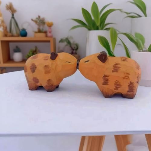 Figuras de Capibara de Madera, Pack 2, Esculturas para Decoración miniatura 6