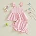 Amiblvowa Baby Girl Summer Clothes Set Cute Fly Sleeve Embroidery Flower Tank Tops Bowknot Bloomer Shorts Infant 2pcs Outfit (Ruffle Pink, 12-18 Months)