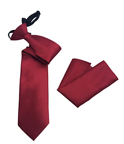 Pietro Baldini - Corbatas con nudo hecho y pañuelo de bolsillo - Corbata con goma, nunca mas hacer nudos -Corbata elegante en microfibra (burdeos)