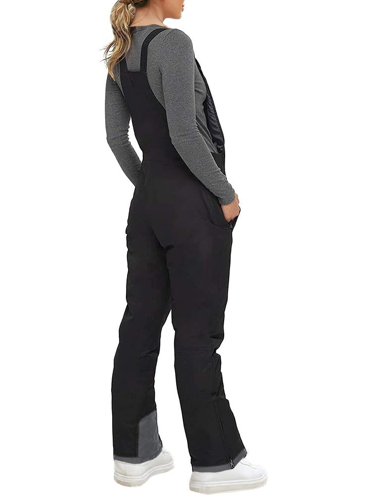 Onsoyours Femme Pantalon de Ski d'hiver avec Bretelles Ajustable Salopette Coupe-Vent Imperméable Pantalon de Ski Ripstop Combinaison