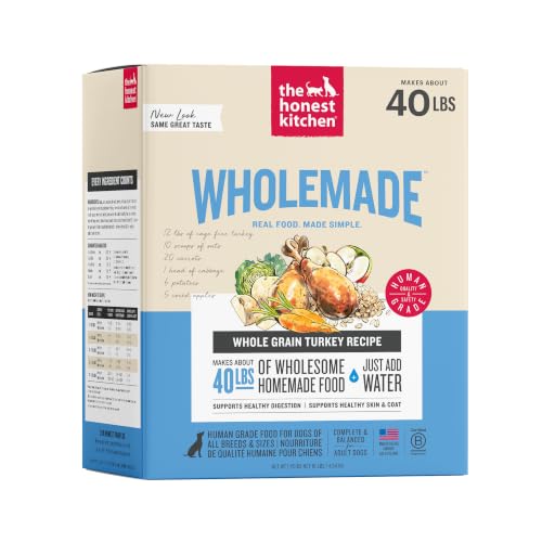 The Honest Kitchen Wholemade Whole Grain Turkey Recipe, Human Grade Dehydrated Dog Food, Just Add Water, Supports Digestion, Skin & Coat, Topper for Dry or Wet Dog Food, 10 lb Box Makes 40 lbs