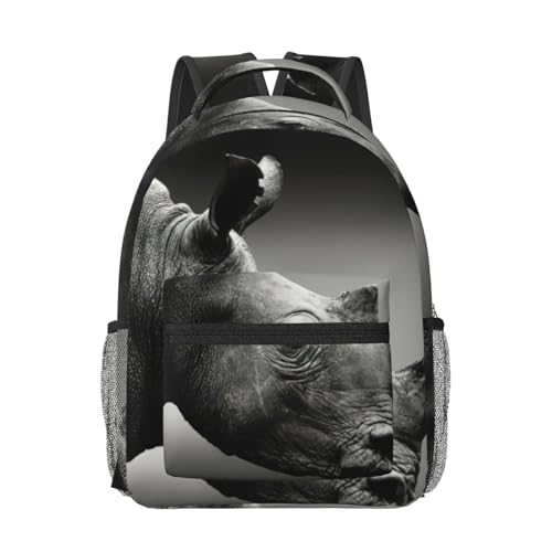 Sac à dos pour ordinateur portable noir imprimé rhinocéros d'Afrique du Sud taille unique