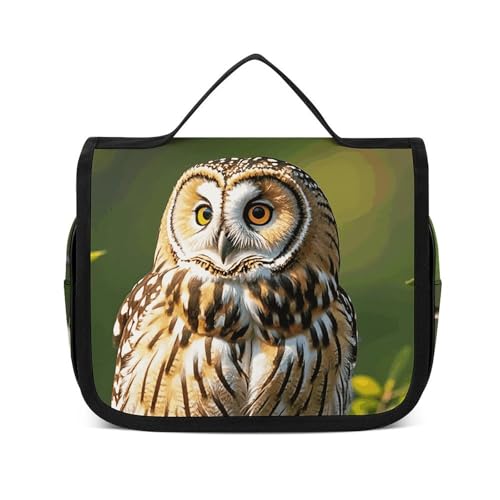 Trousse de maquillage étanche et suspendable à motif hibou pour cosmétiques