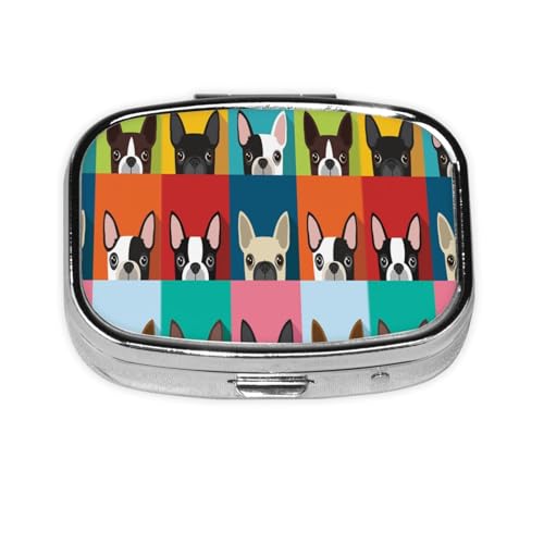 ピルケース 薬ケース 2段分割 ボストン テリア 犬 長方形 ケース 薬入れ 錠剤ケース 習慣薬箱 サプリメントケース サプリケース 老人 子供 小物入れ 旅行に便利コンパクト 持ち運び