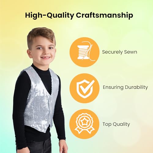 Chaleco Brillante Plateado para Niños y Niñas miniatura 4