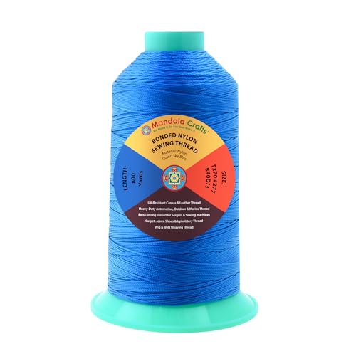 Mandala Crafts Size 277 840D T270 Sky Blue Bonded Nylon Thread, 800 YDs